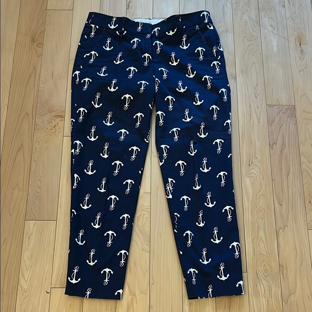 J. Crew Blue and White Cropped Nautical Pants